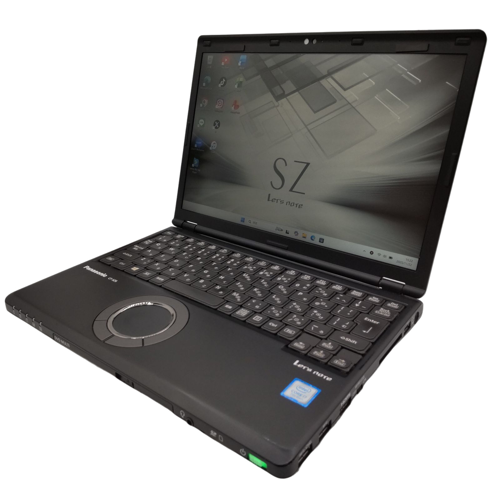 Panasonic Let’s Note CF-SZ6 i7-7500U 8GB 512GB SSD DVD 12.1 Win11 Pro Black Used