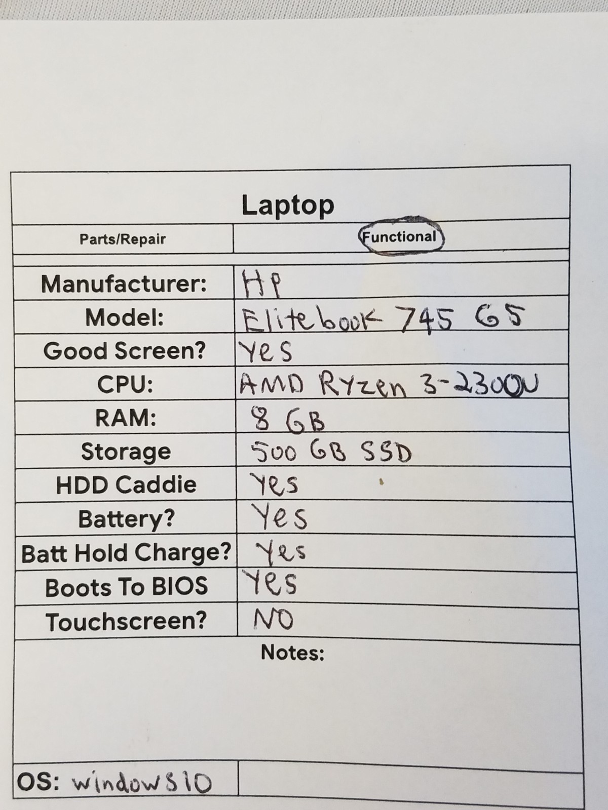 HP EliteBook 745 G5 Laptop – AMD Ryzen 3-2300u – 8GB RAM – 500GB SSD – Win 10