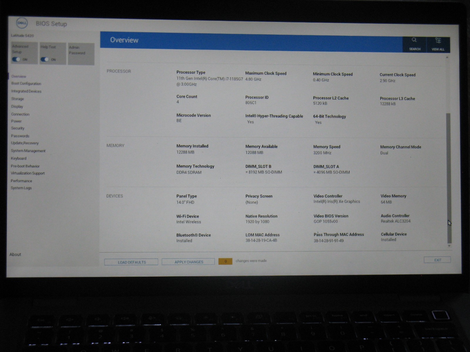 Dell Latitude 5420 i7-1185G7 256GB NVMe 12GB FHD non-touch TB4 FP+SC IR Cam vPro