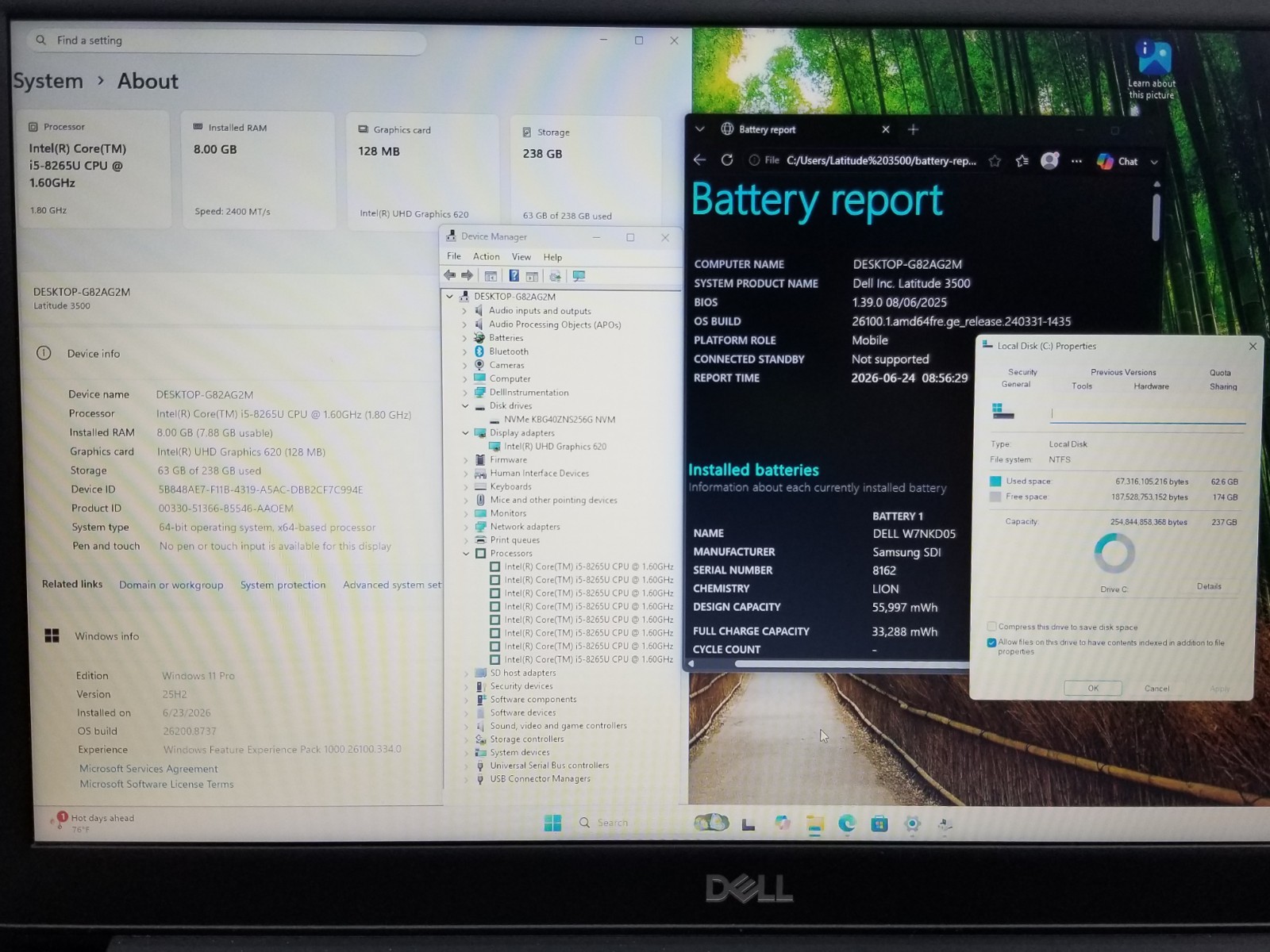 Dell Latitude 3500 15.6″ FHD i5-8265U 1.6GHz 8GB RAM 256GB NVMe Win 11 Pro WiFi