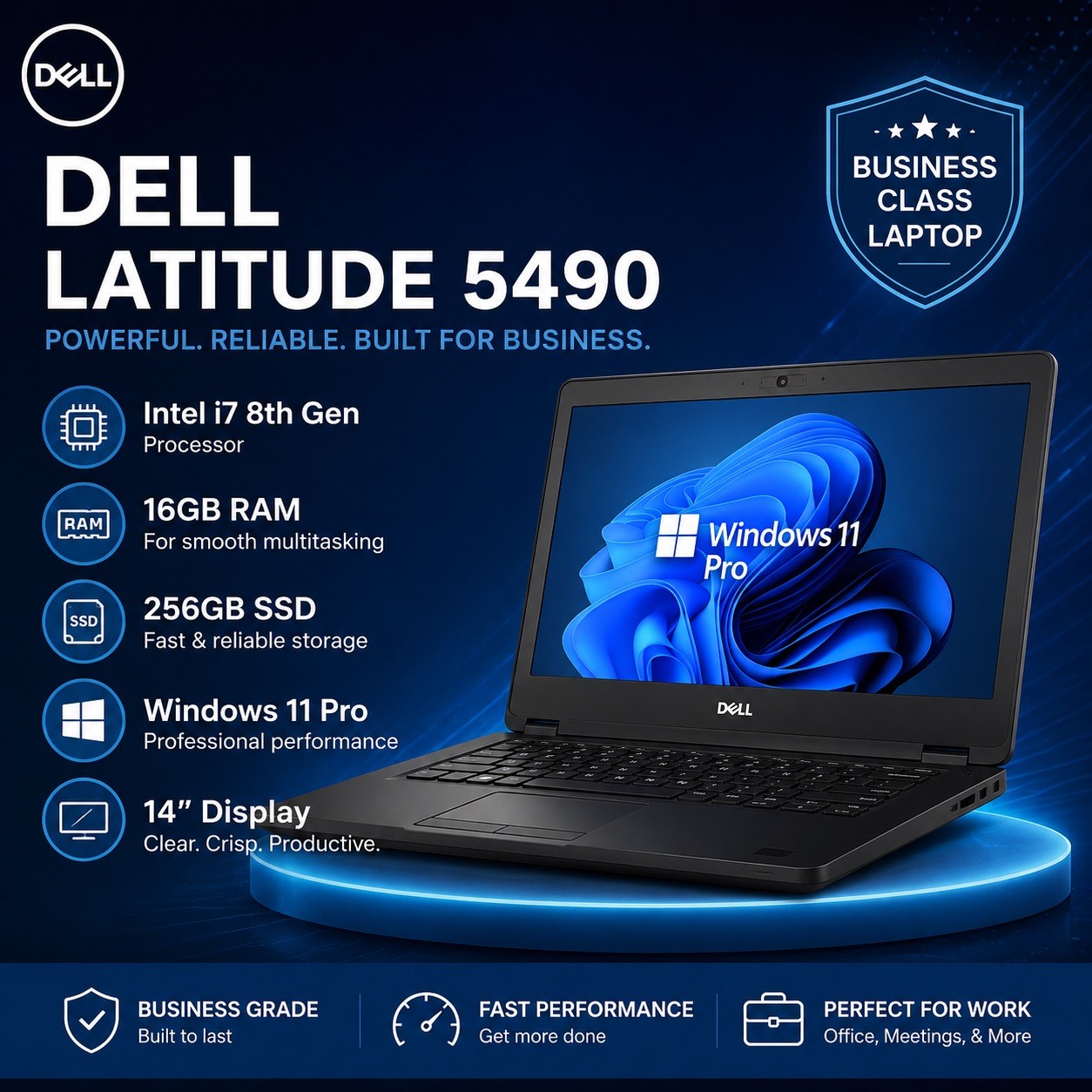 Dell Latitude 5490 | Intel i7 8th Gen | 16GB RAM | 256GB SSD | Windows 11 Pro