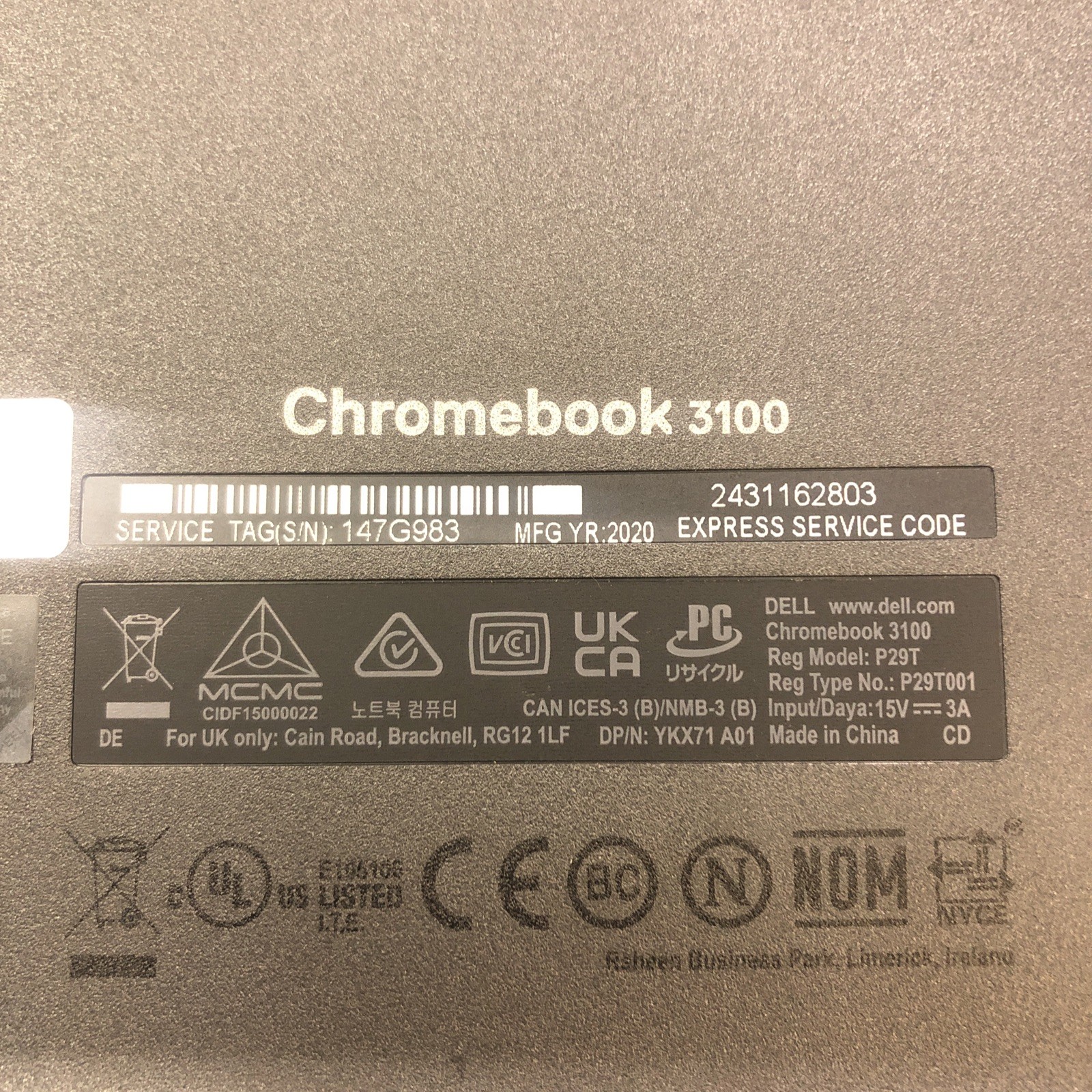Dell Chromebook 11 3100 11.6″ (32GB eMMC Intel Celero N4020 1.1GHz 4GB)