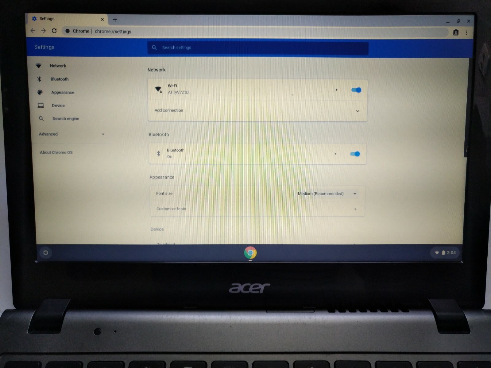 ACER CHROMEBOOK C720 laptop. Intel celeron processor. 2 gb ram. 16 gb ssd. 
