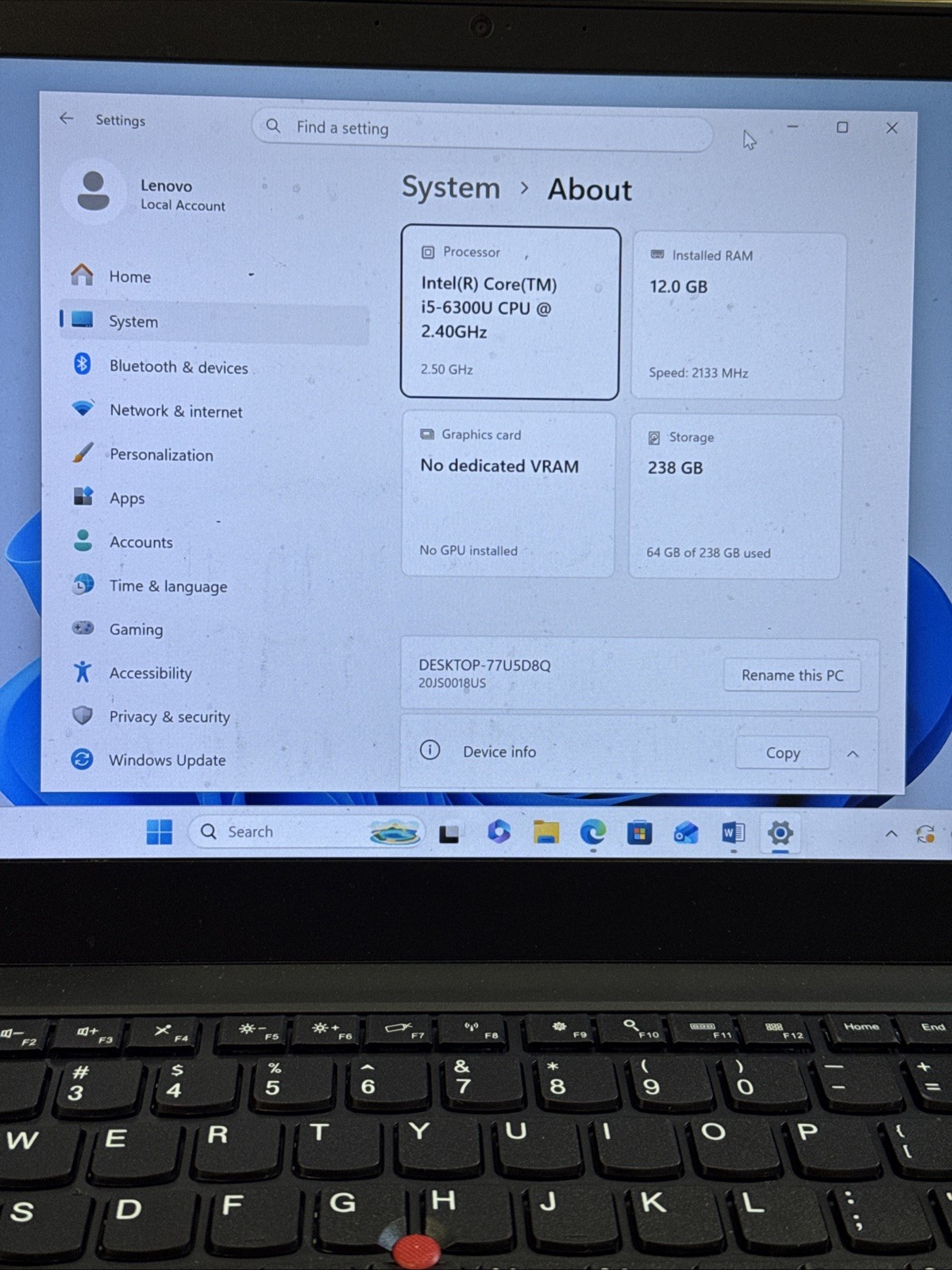 Lenovo ThinkPad T470s 14″ Intel i5-6300U 12GB Ram 256SSD Laptop Win 11 w/Office