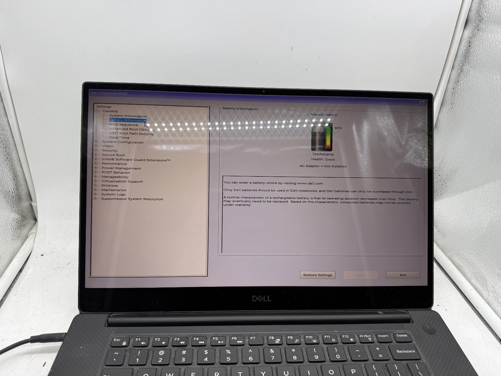 Touch Screen Dell Precision 5540 15.6″ i7-9850H 2.6GHz NO SSD NO RAM + Charger