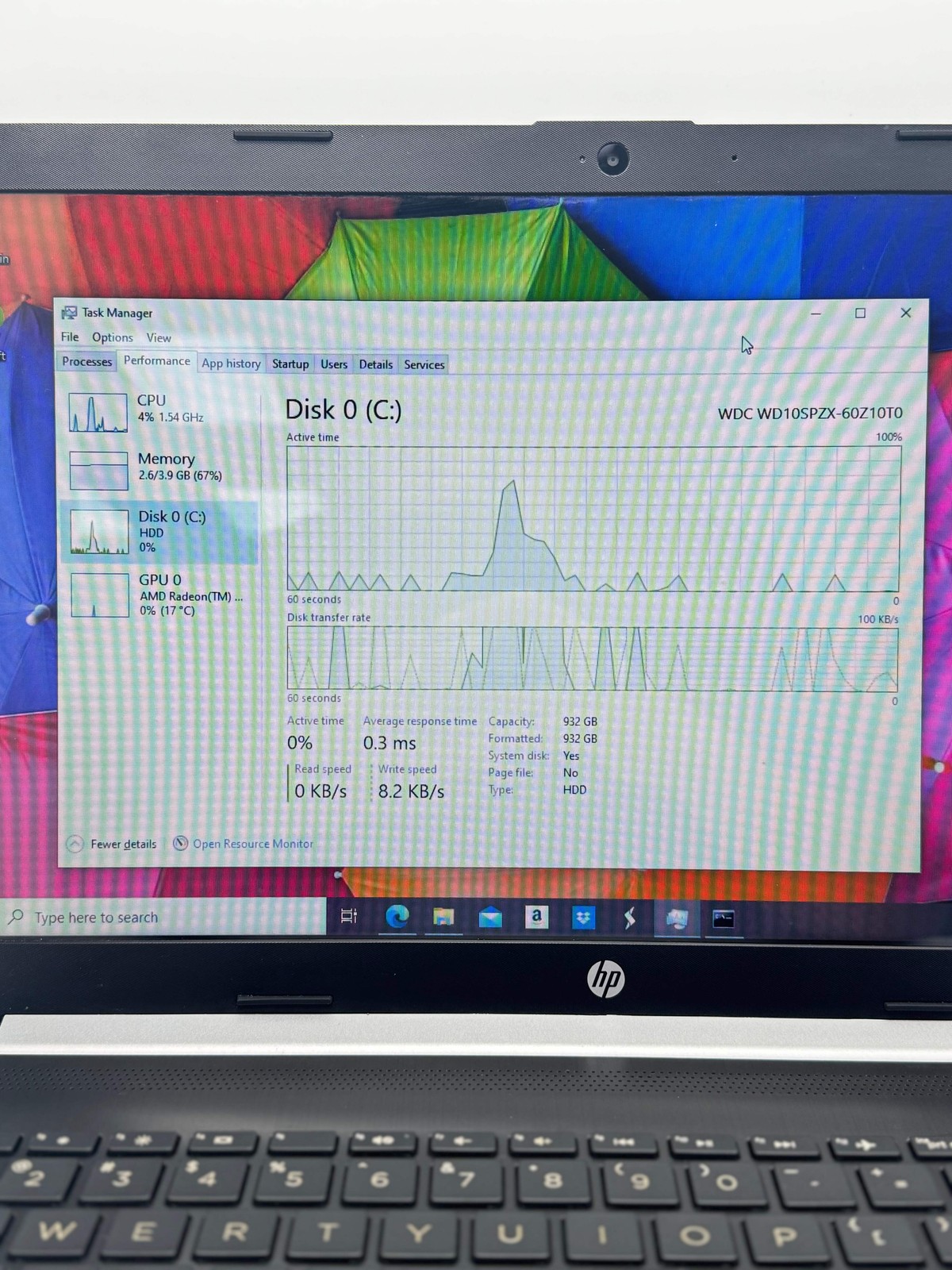 HP 15-db0031nr 15.6″ AMD A9 4GB 1TB HDD Black Used