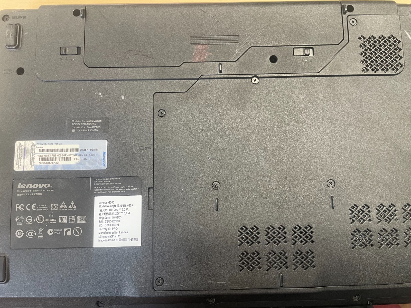 Lenovo G560 – AS IS – FOR PARTS & ACCESSORIES ONLY