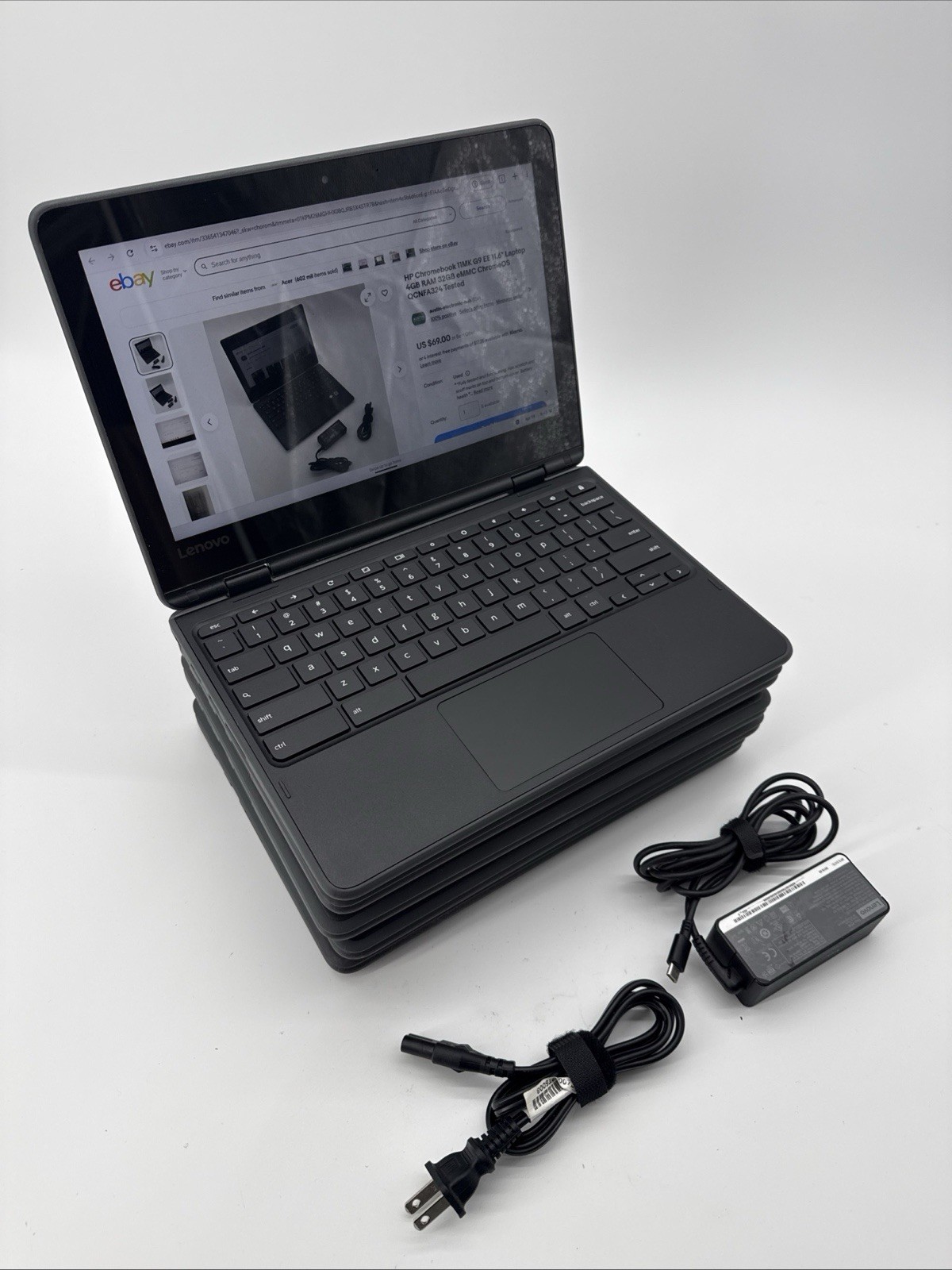 Lenovo 81H00012US 300e 11.6″ 2in1 4GB 32GB, MT8173 2.1GHz Chromebook w Adapter