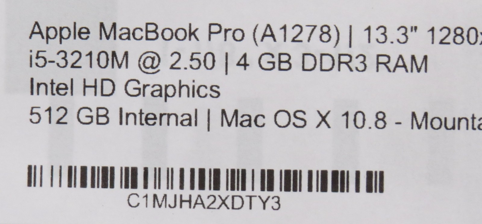 Apple MacBook Pro A1278 | i5-3210M @ 2.5GHz | 4GB DDR3 | HD 4000 | 13.3″ Display