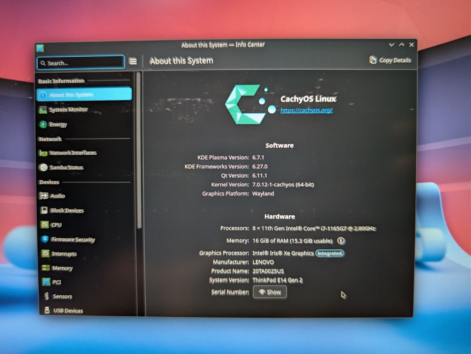 Lenovo ThinkPad E14 Gen 2 | i7 11th 16GB RAM 256GB SSD | Backlit | CachyOS Linux