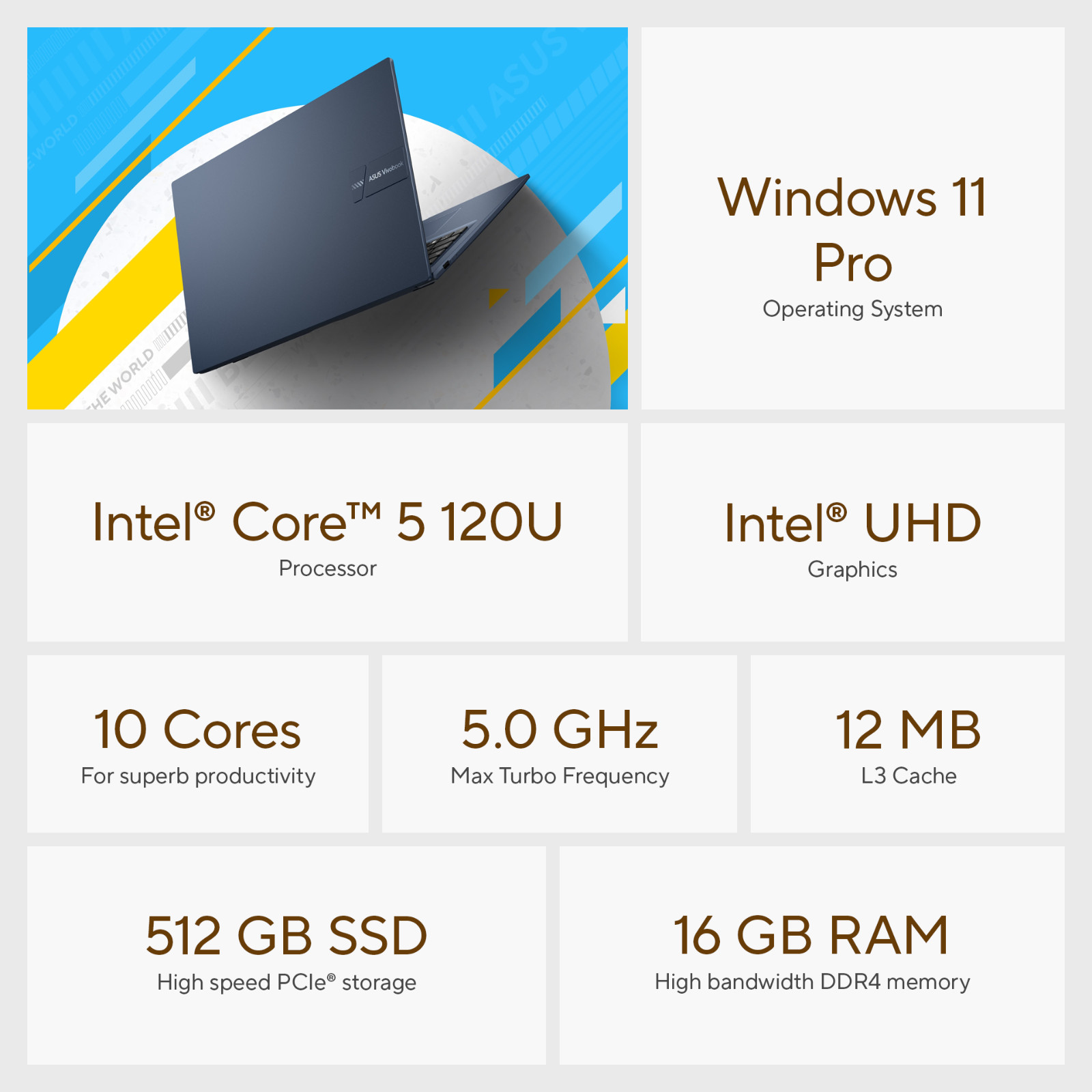 2026 ASUS Vivobook 14 Office 2024 Laptop Intel Core 5, 16GB RAM & 512GB SSD Pro