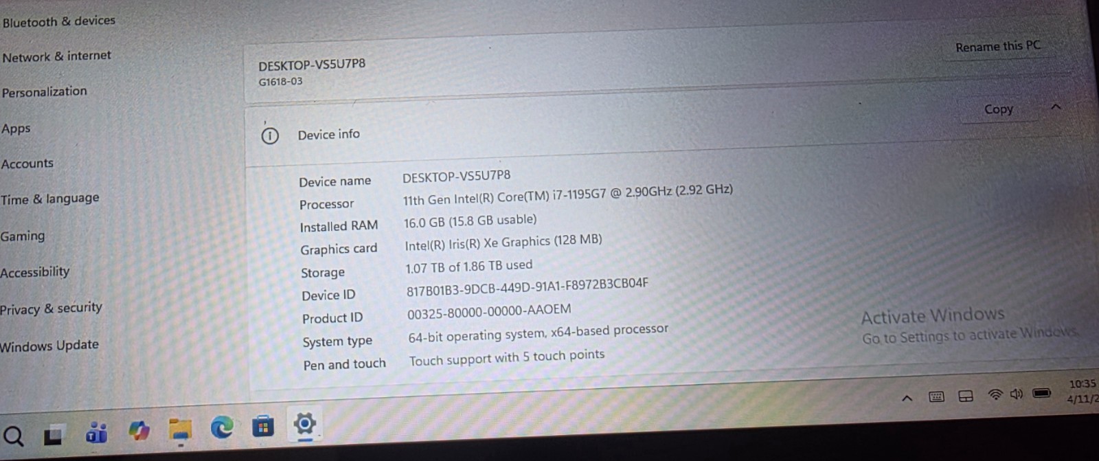 GPD win 3( i7-1195G7);SECREEN PROTECTOR, 2TB.