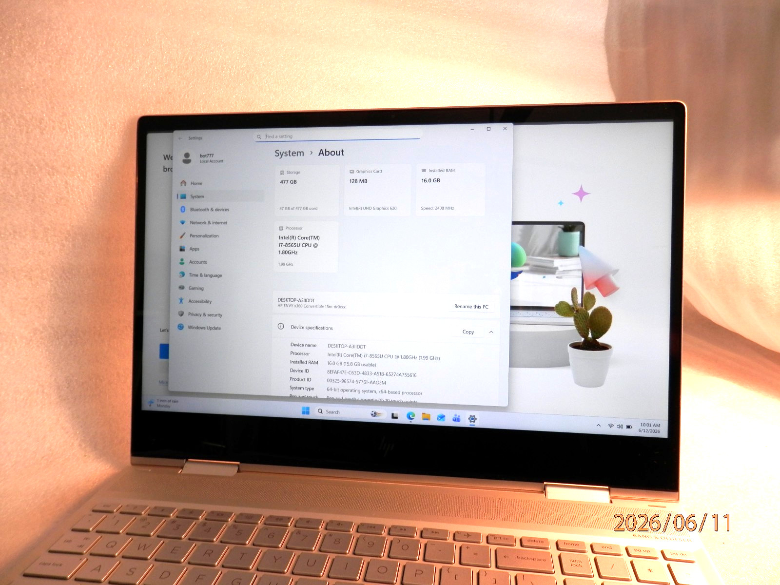 HP ENVY x360 15m-dr0012dx , Intel Core i7-8565U,512GB SSD 16GB RAM A/C Charger*