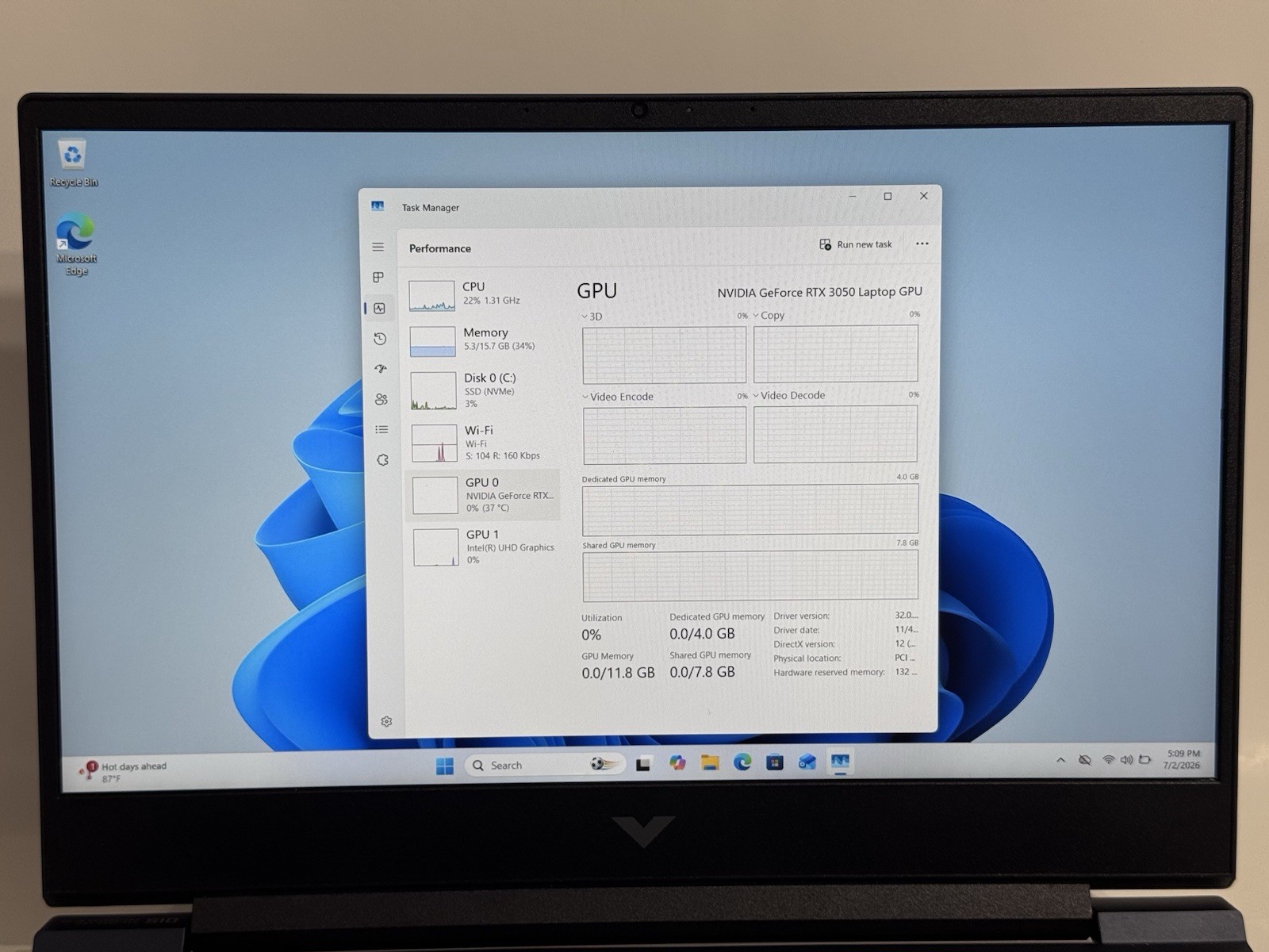 HP Victus Gaming Laptop 15 144Hz FHD i5-12450H 16GB RAM 1TB SSD RTX 3050