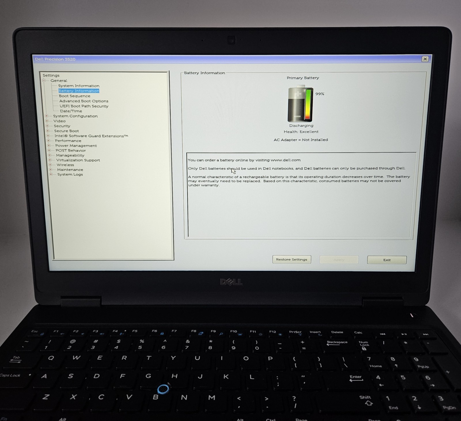 Dell Precision 3520 Core i5-7440HQ 2.80GHz 15.6″ 256GB NVMe 8GB RAM Win 11 Pro