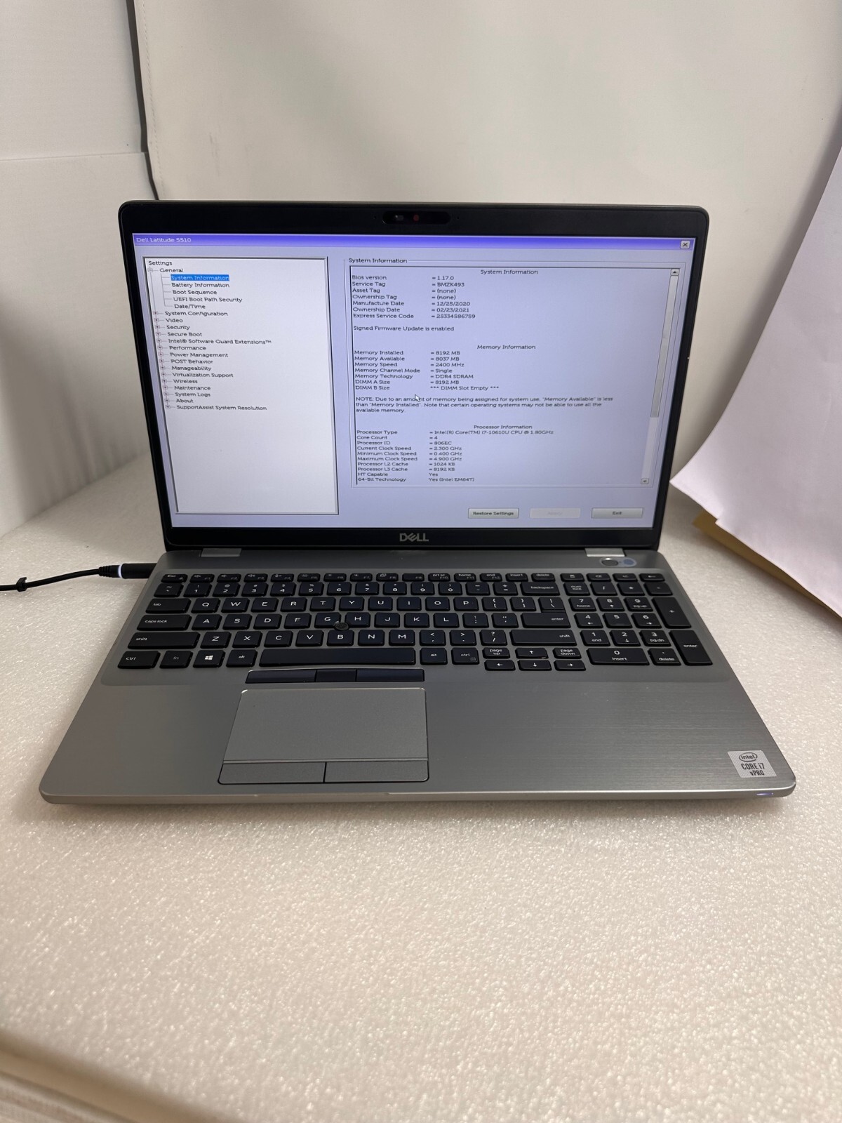 Dell Latitude 5510 15.6″ FHD Intel Core i7-10610U 16GB ram 512GB PCIe