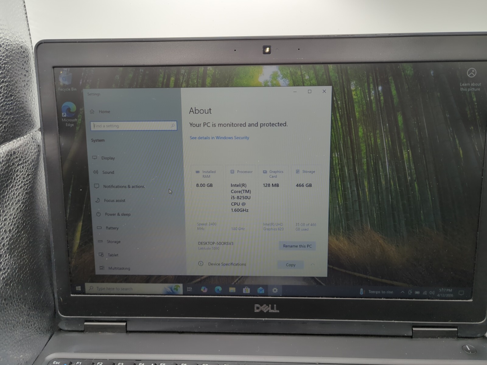 Dell Latitude 5590 intel i5-8350U FHD 8GB RAM 400GB HHD Windows 10 Pro