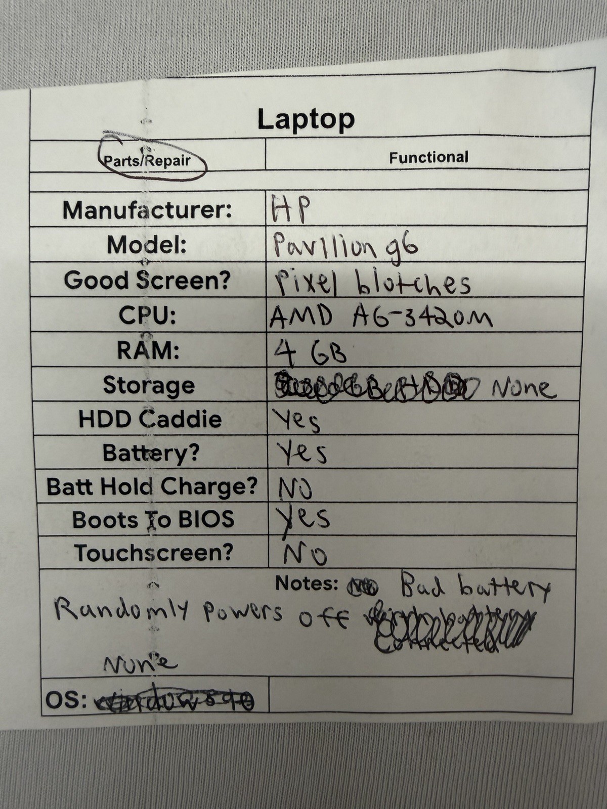 HP Pavillion g6 Laptop – Pixel Blotches on Screen – AMD A6-3420m – Read Des