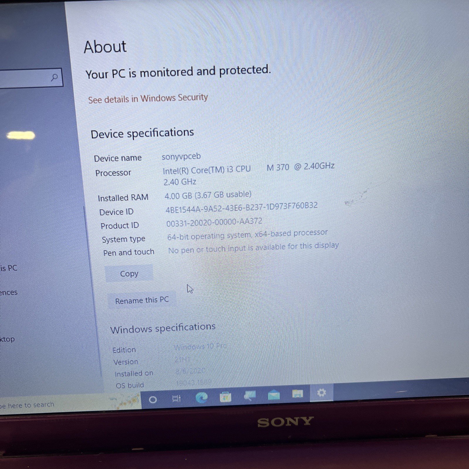 Sony Vaio PCG-71315L 15″ Laptop i3 M370, 4GB RAM 512GB HDD, ⚠️ FOR PARTS READ