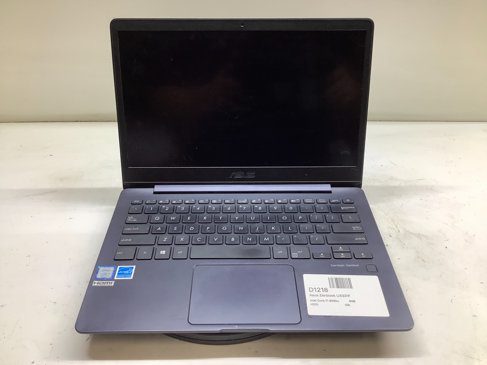 Asus Zenbook UX331F Intel Core i7-8565u 1.8GHz 8GB NO HDD