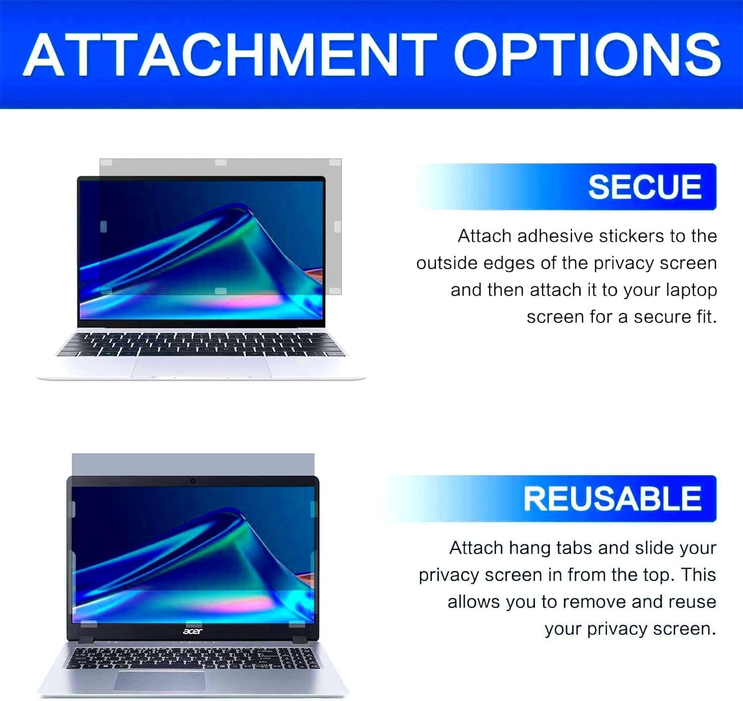 13.3 Inch 16:9 Computer Privacy Screen Filter for Monitor – Anti-Glare Protector