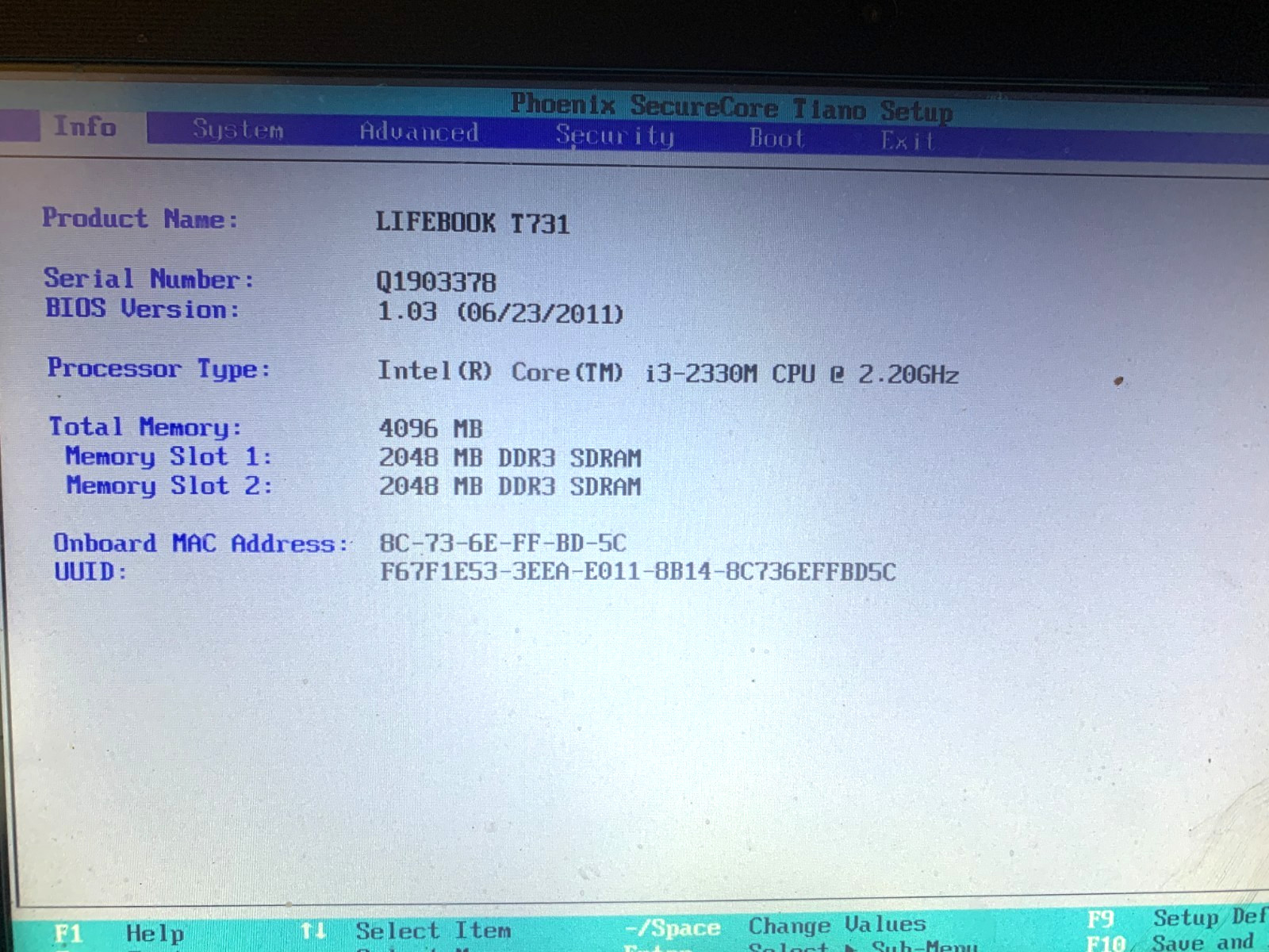 Fujitsu Lifebook T731 Laptop intel Core i3-2330M @ 2.20 GHz 4GB 250GB SEE DESC