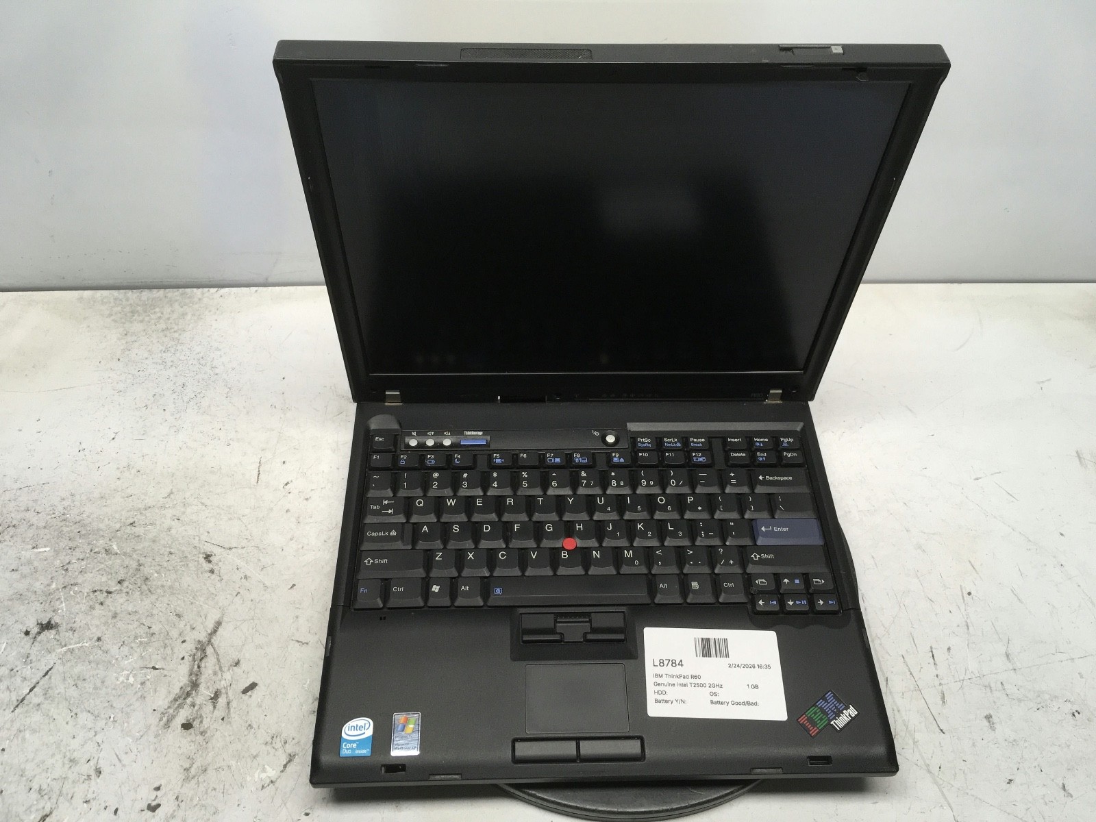 IBM ThinkPad R60 Intel T2500 2GHz 1 GB NO HDD/Battery