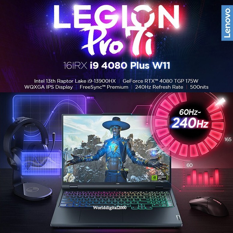 Lenovo Legion Pro 7i Gen8 16” 2560*1600 13th-i9 32G 1TB RTX4080 500Nits 240Hz
