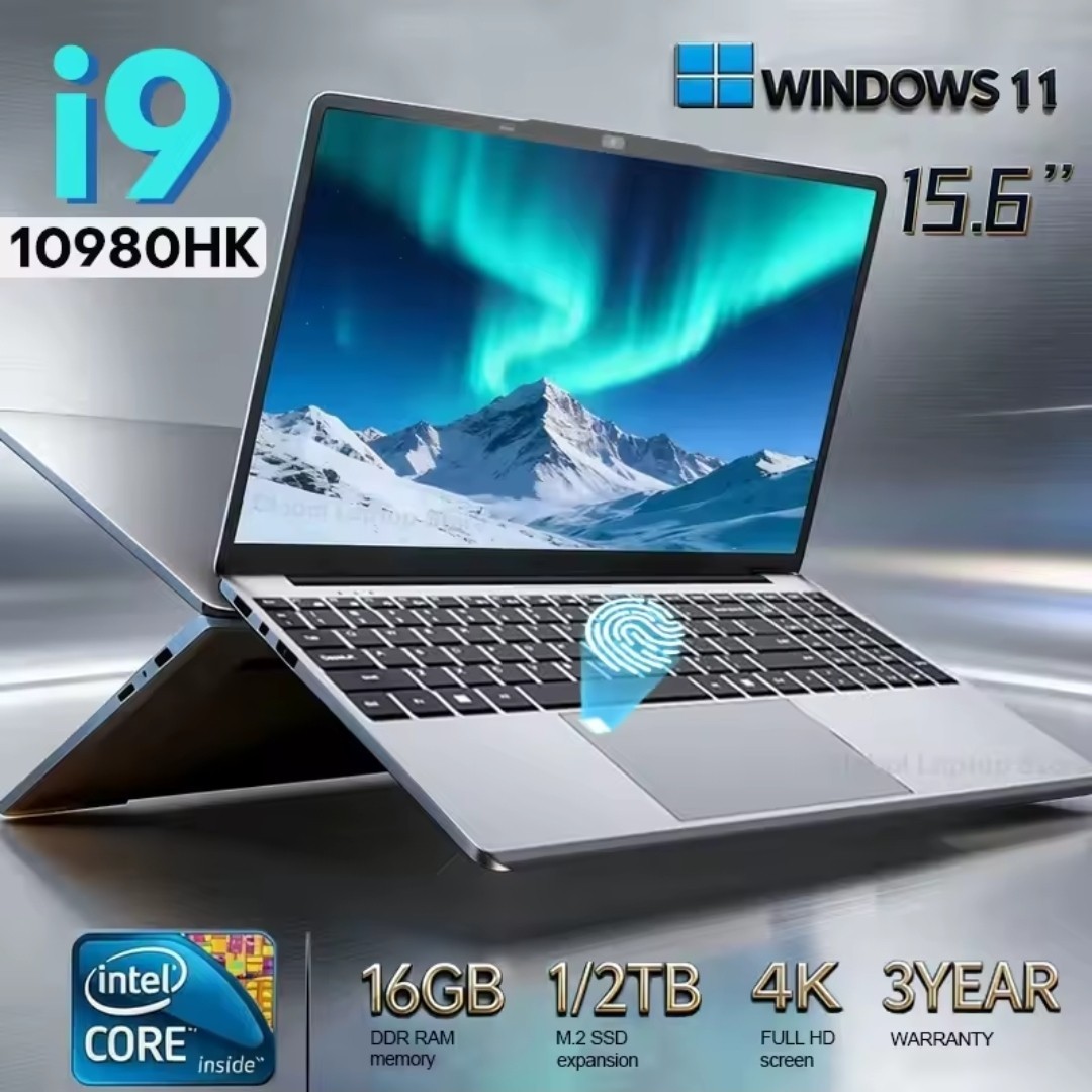 15.6in Intel Core i9 Laptop 16GB SSD Win11 FHD Fingerprint Backlit