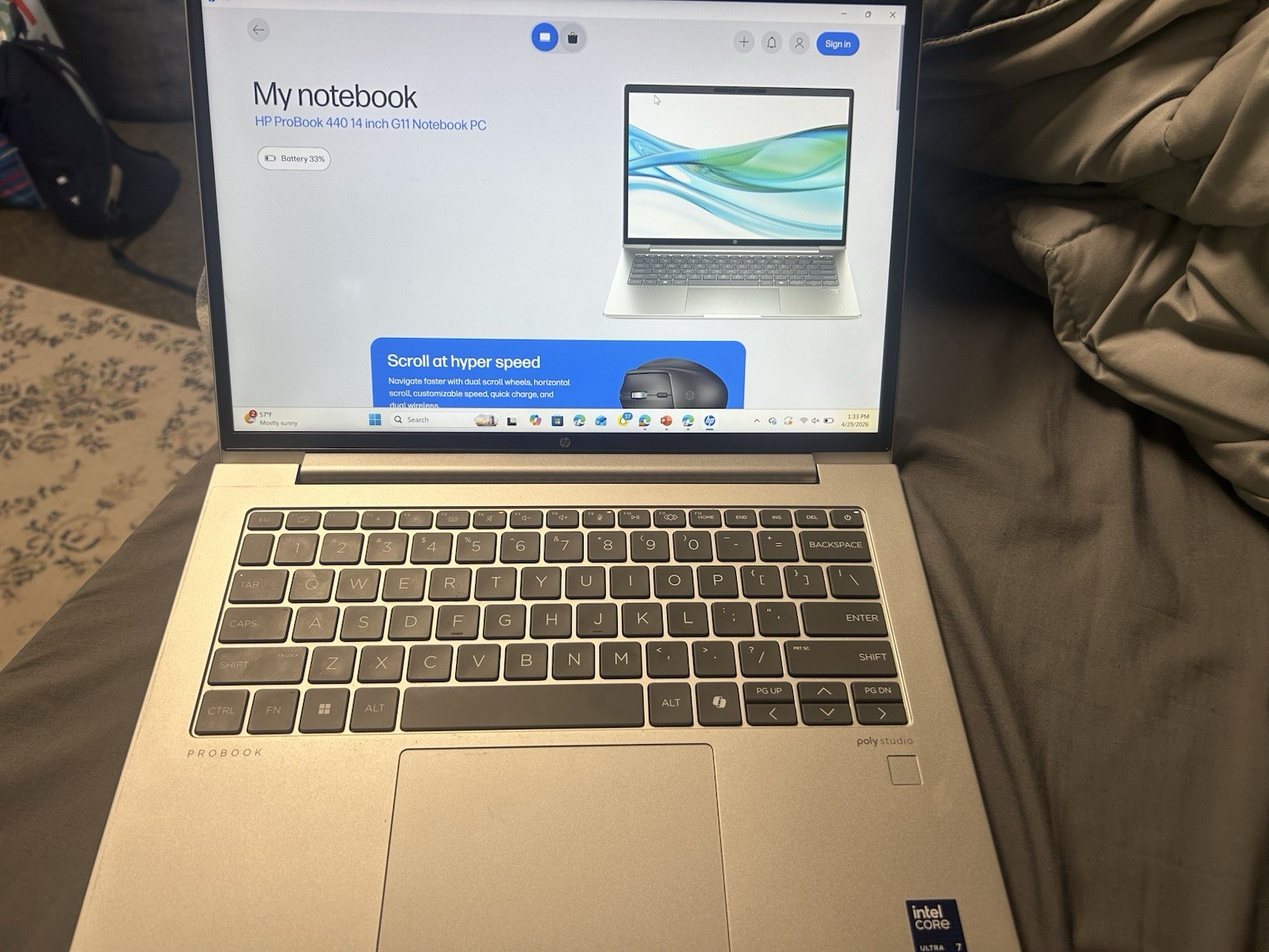 HP ProBook 440 G11 14″ Core Ultra 7 16GB 512GB SSD Win Silver Webcam