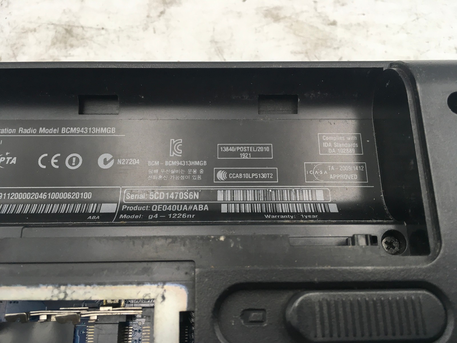 HP PAVILION G4 1226NR – BOOTS TO BIOS – INTEL I3 2330M – NO RAM – NO OS -READ-BB
