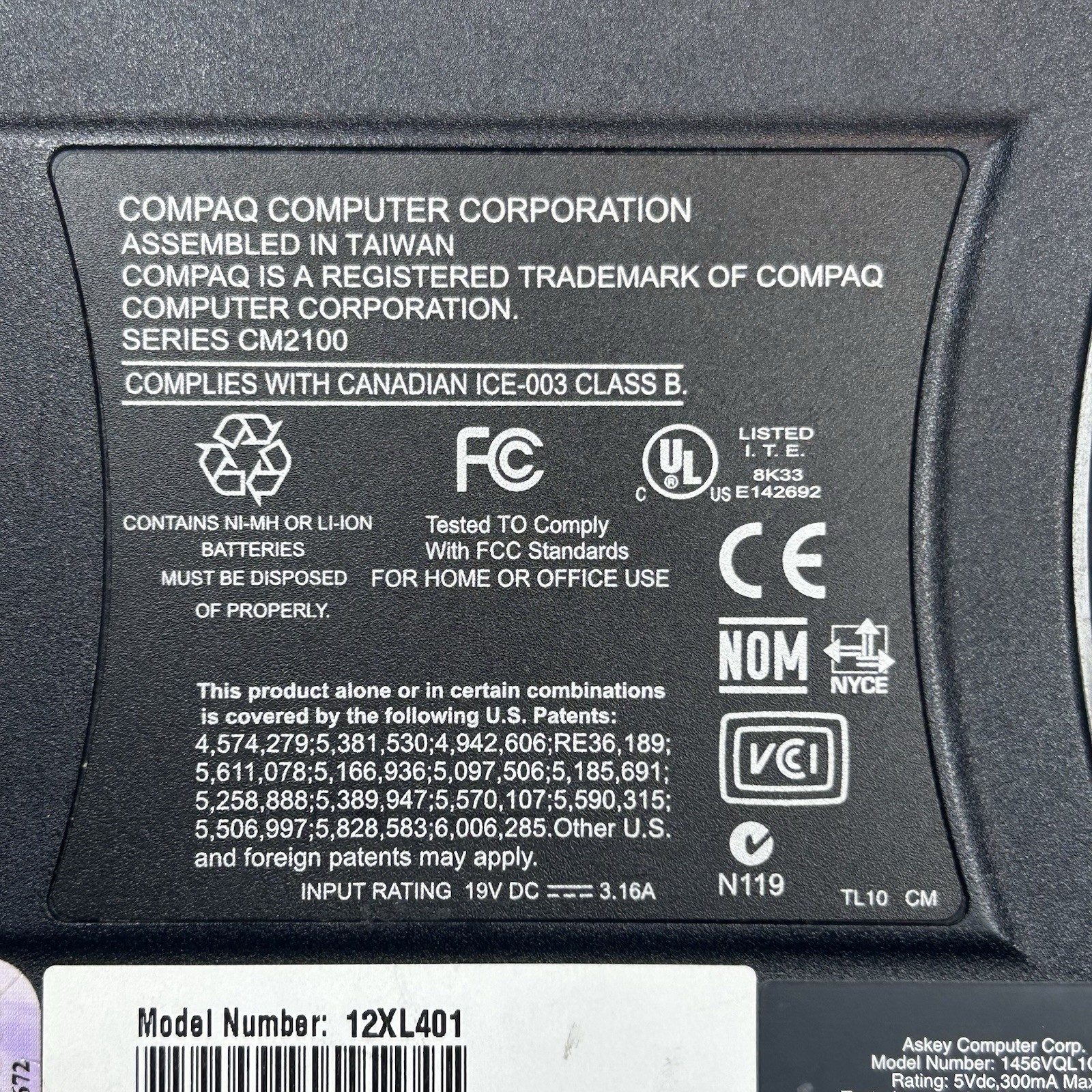 Compaq Presario Laptop CM2100 12XL401 1456VQL1Q-2 Parts Only 1200 Series READ