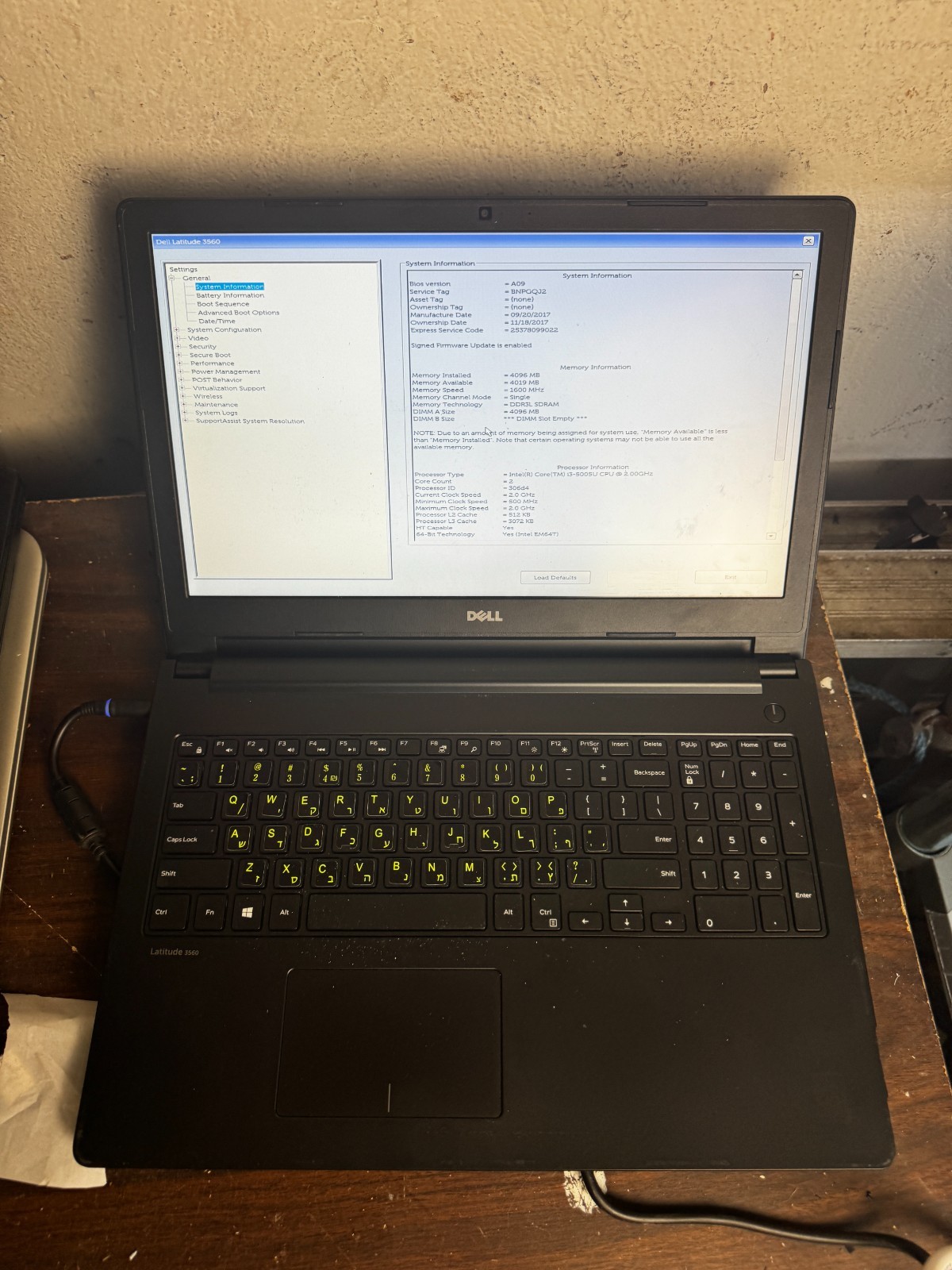 Dell Latitude 3560 Intel Core i3-5005U Laptop for Parts/Repair #6388