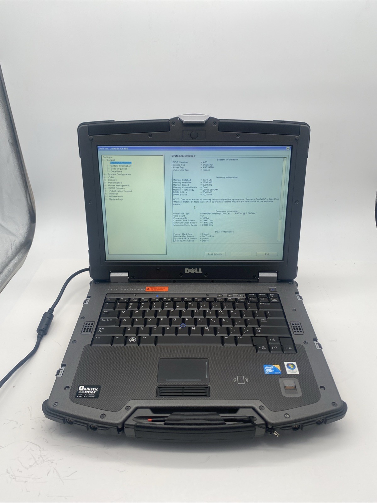 Dell Latitude E6400 Rugged Core 2 Duo P9700 2.8GHz 3GB RAM NO HDD Nvidia NVS160M