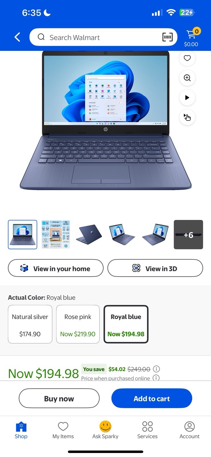 HP Laptop Blue Windows 11 Intel UHD Graphics 600 Screen Just A Little Water
