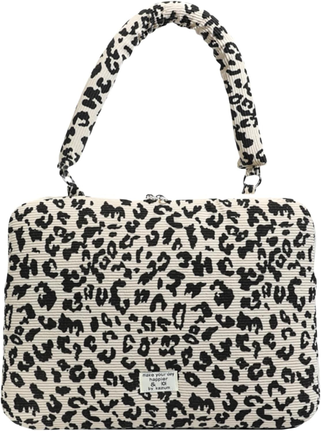 Leopard Puffy Laptop Sleeve 11,13,15 Inch Cheetah Print Quilted Laptop Case