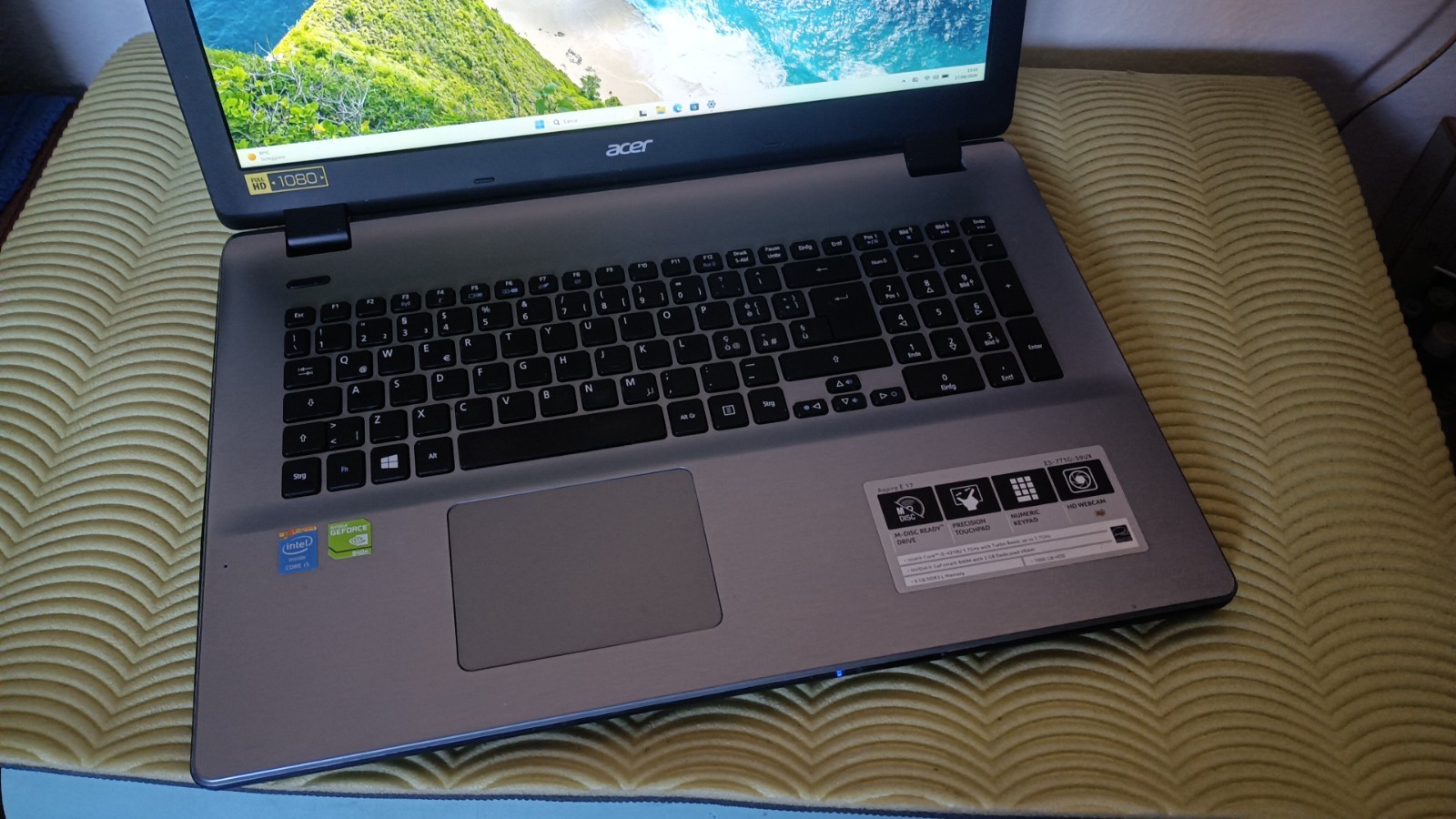 ACER E5-771G I5-4210U 8GB 256GB NVME 17.3 1920×1080 NVIDIA 840M 2GB WIIN11