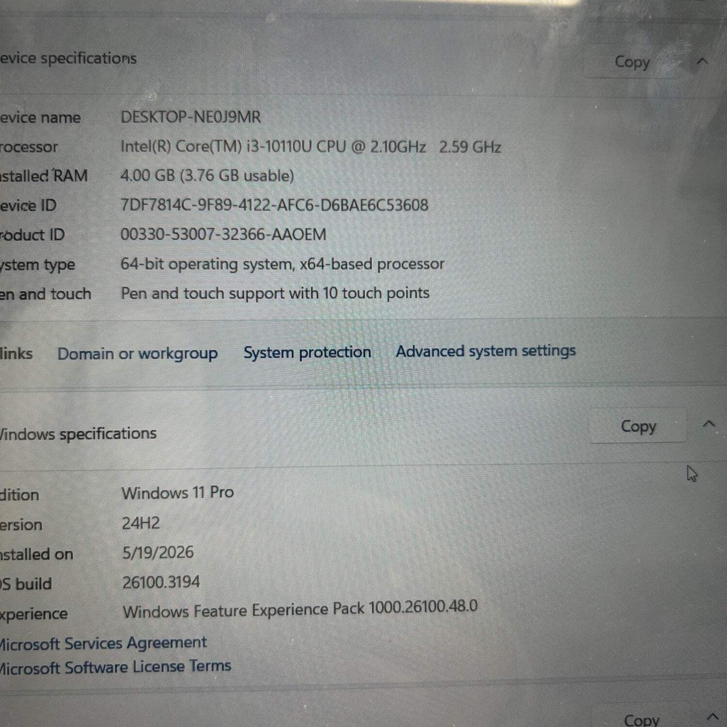 Broken Dell Inspiron 5591 15.6″ i3-10110U 2.59GHz 4GB RAM 128GB SSD READ