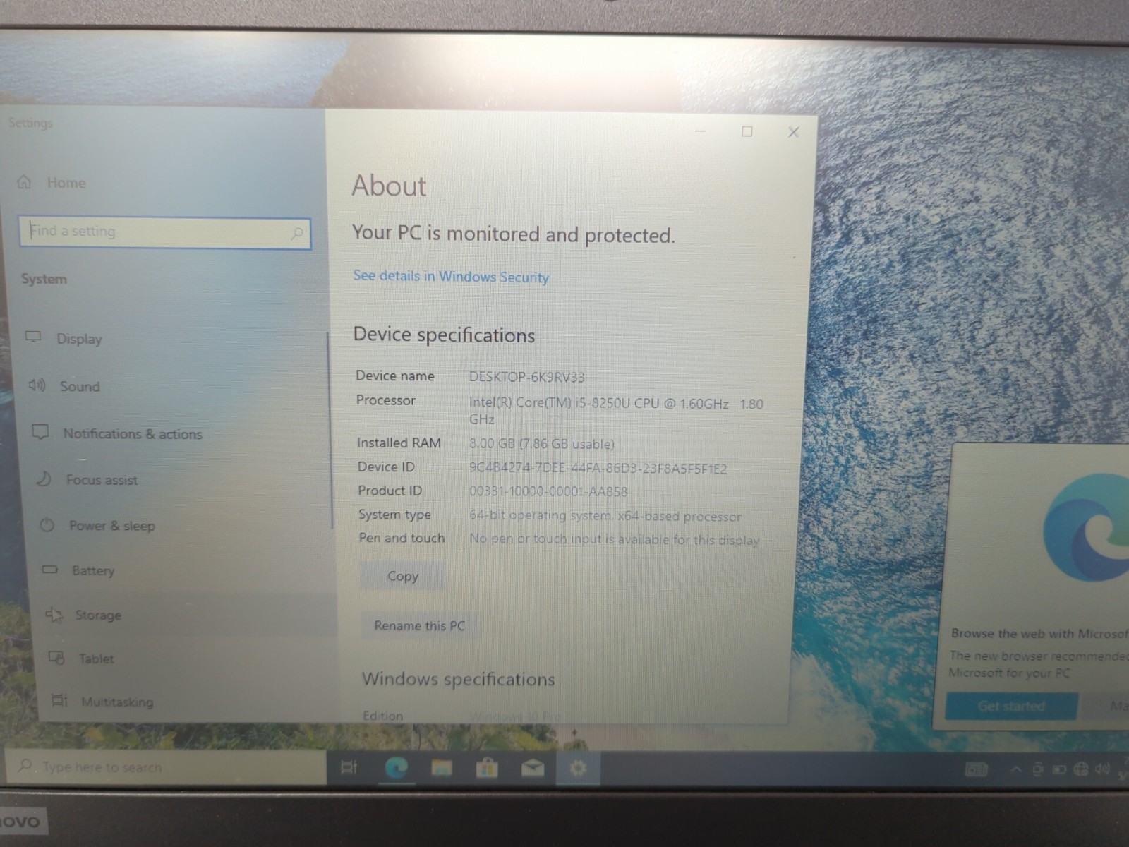 Lenovo ThinkPad L480 14″ (i5-8250u 1.60GHz – 8GB RAM – 128GB SSD – Win 10)