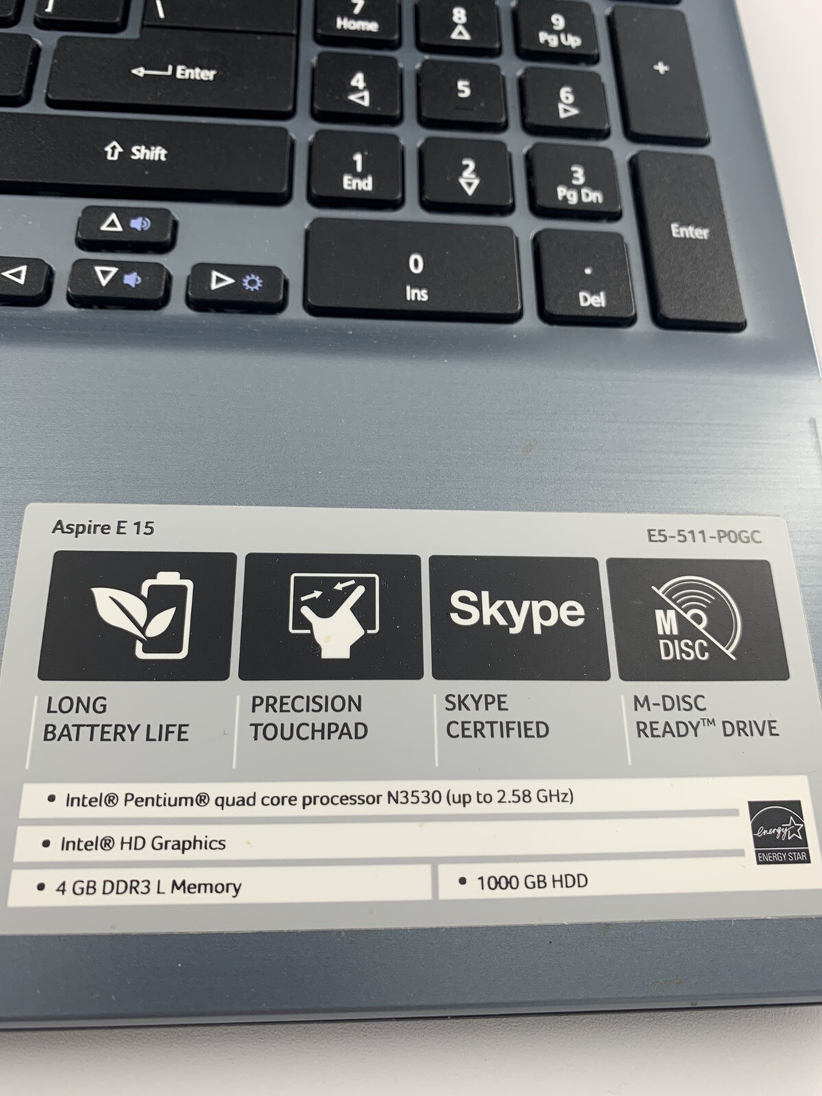 Acre Aspire E5-511-P0GC 15.6” Laptop Computer 4GB DDR3 L Memory Tested