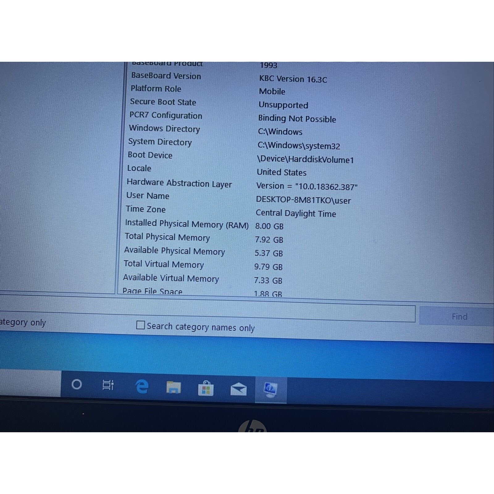 HP ProBook 650 G1 15.6 in 320GB HDD, Intel Core i3 4000M, 2.40 GHz, 8GB RAM