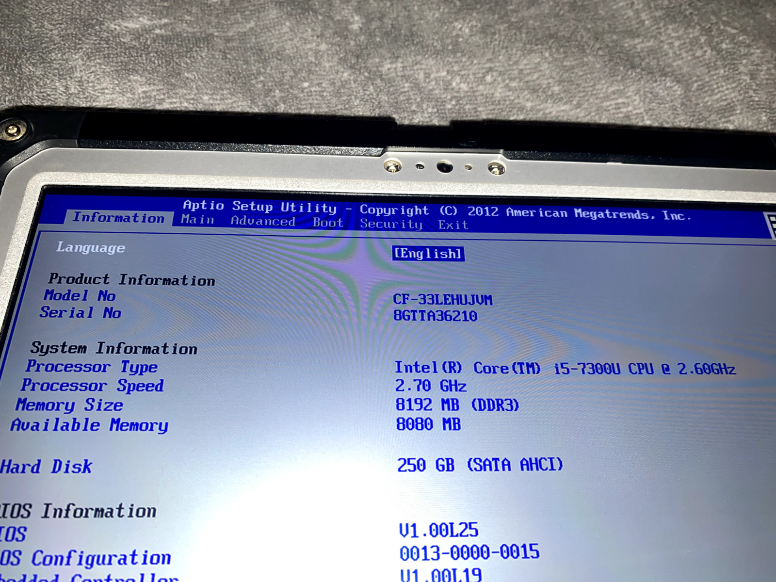 Panasonic ToughBook CF-33 MK1 i5-7300U 2.6GHz 8GB 250GB SSD, Smart Card, 4G LTE