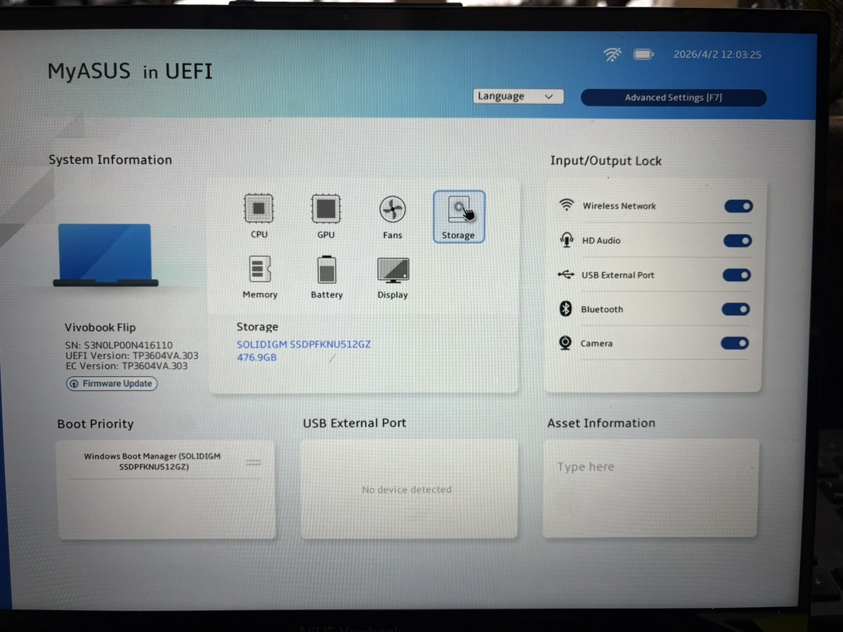 As Is ASUS VIVOBOOK S 16 FLIP Touchscreen 2in1 Laptop Parts Only (QUI004868)