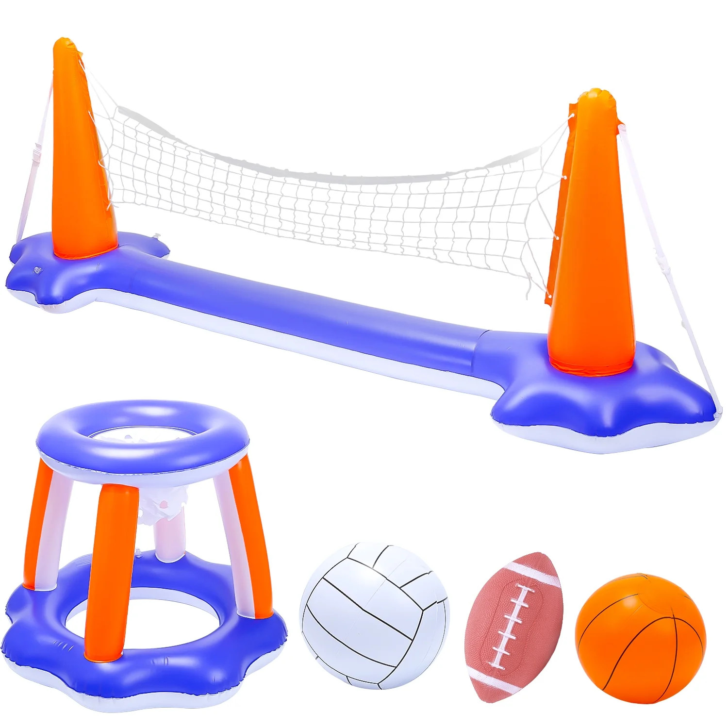 Inflatable Pool Toys, 2-In-1 Swimming Pool Basketball & Volleyball Sets, Floatin