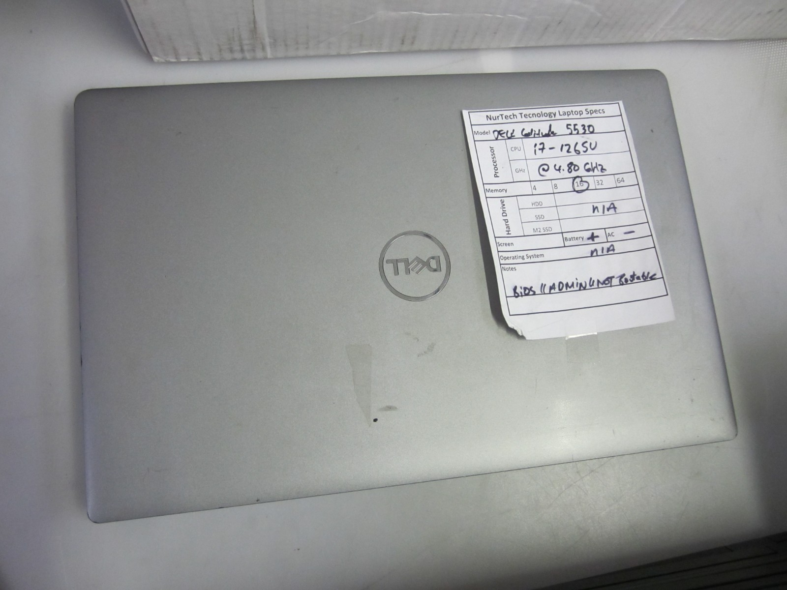 Dell Latitude 5530 I7-1265U 4.80GHz 16GB Laptop NO OS/AC/HDD BIOS