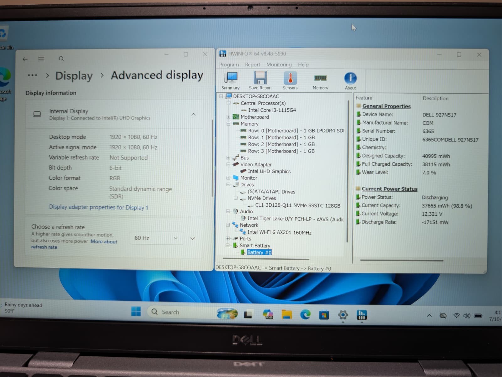 Dell Latitude 3320 | i3 11th Gen 4GB RAM 128GB NVMe SSD | FHD Windows 11 Pro |