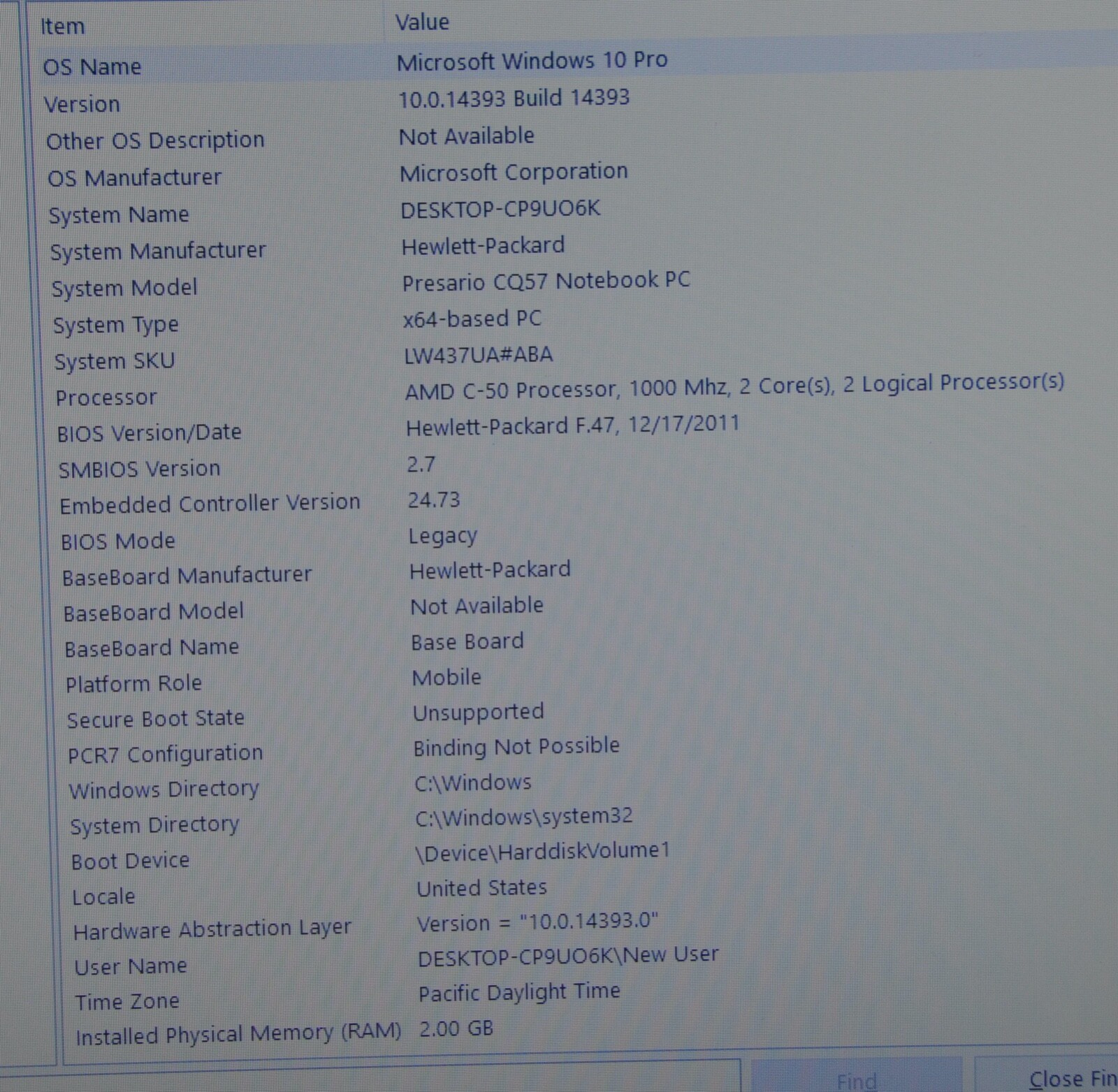 HP Compaq Presario CQ57 Notebook PC_AMD C-50 Processor @ 1.00 GHz_2GB_250GB HDD.
