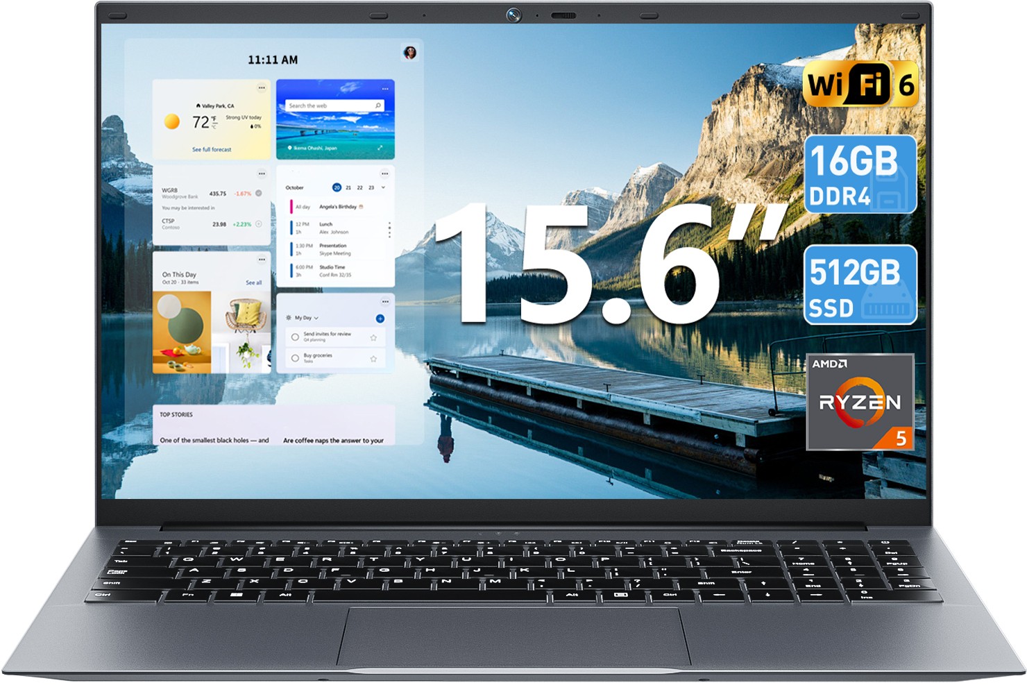 SGIN 15.6 inch Laptop 16GB RAM 512GB 1024GB SSD Up to3.60 Ghz Windows 11 Home