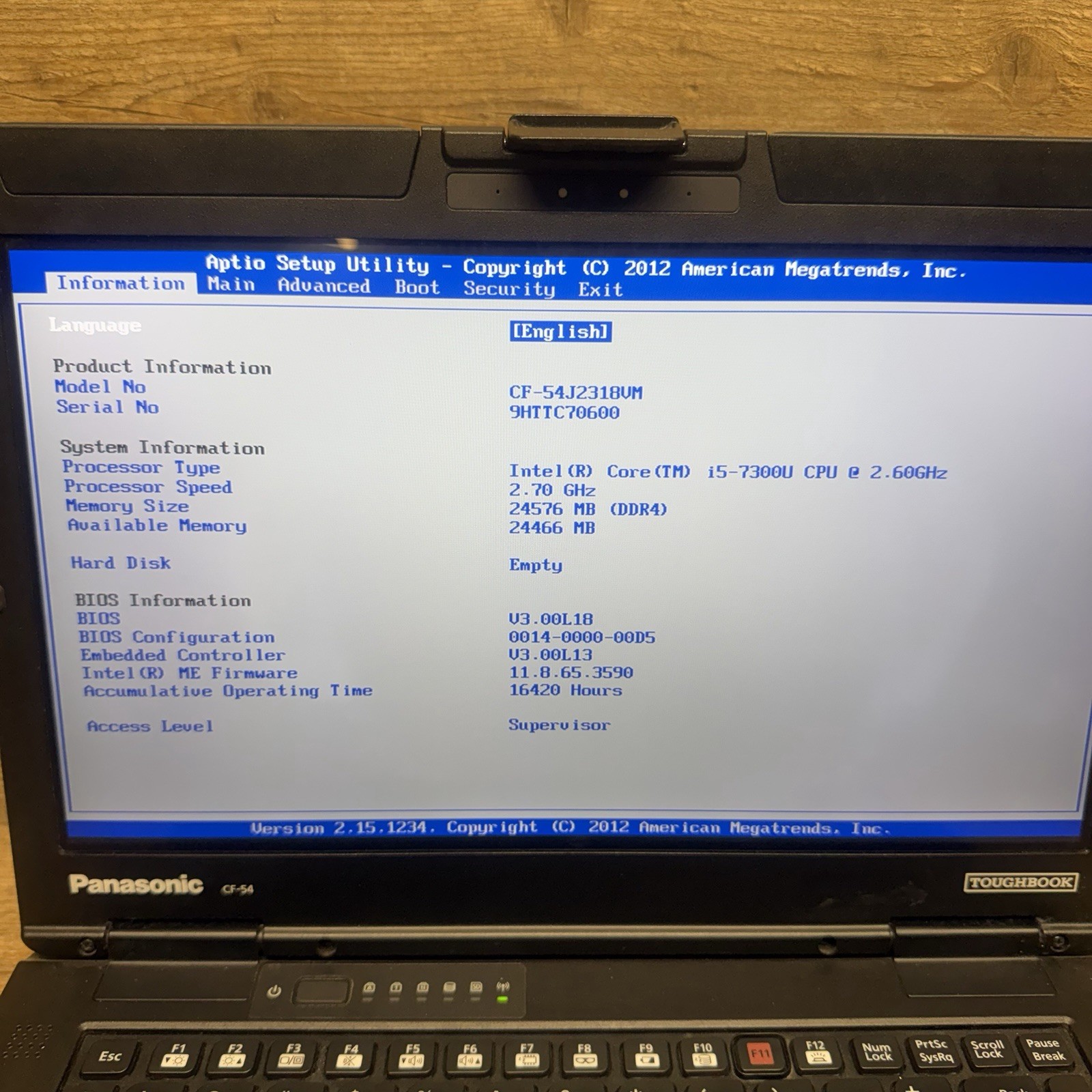 Panasonic Toughbook cf-54 mk3 Core i5-7300 24GB Ram No HD No Caddy No Charger