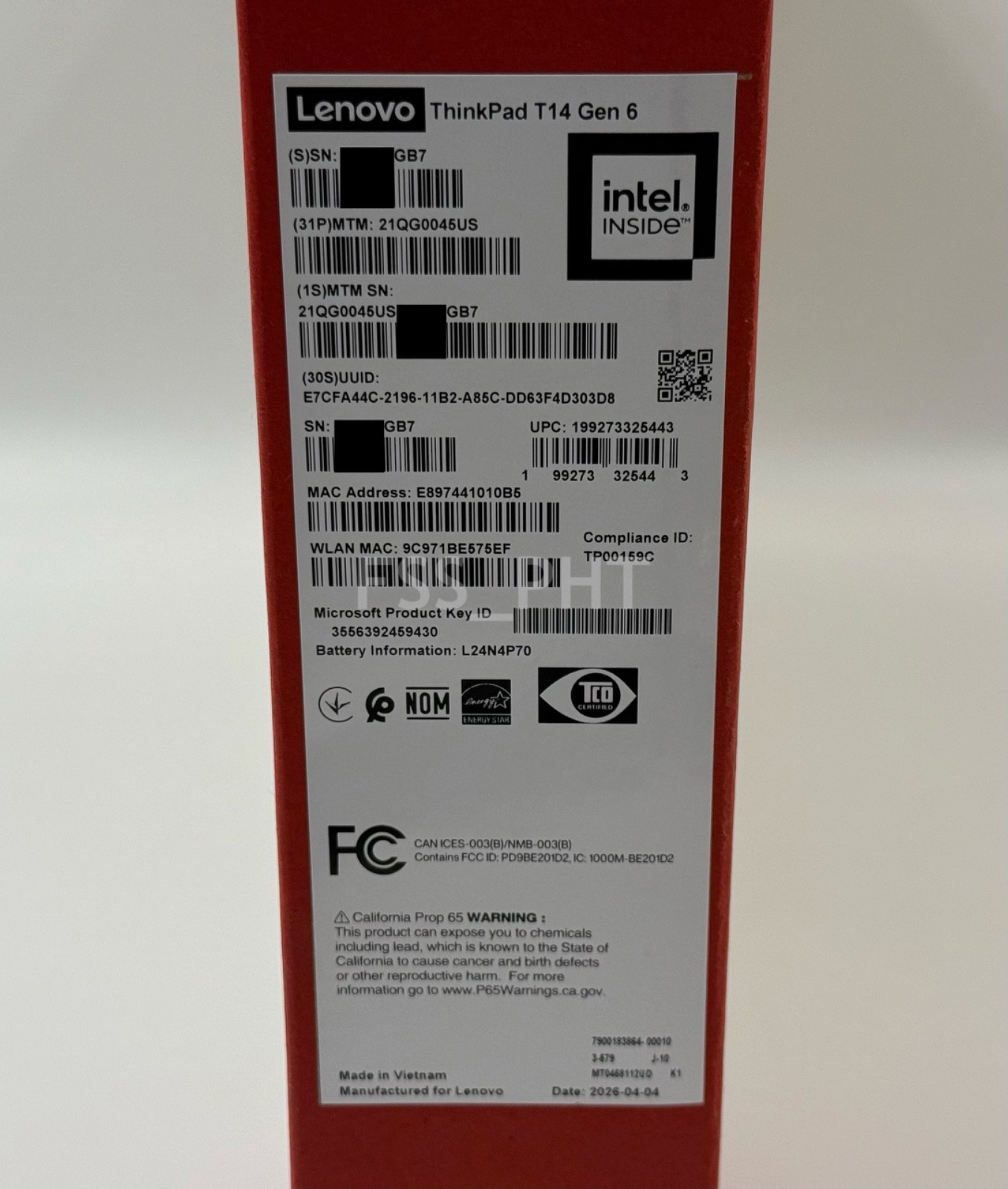 Lenovo ThinkPad T14 Gen 6 CU7 258V 32GB 512GB Warranty 5/21/27 – 21QG0045US